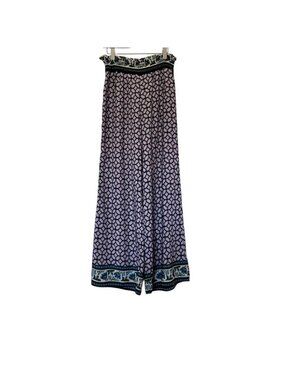 Boho Wide Leg Palazzo Pants Womens Sz M Floral Hippie Pull On Resort Vacation